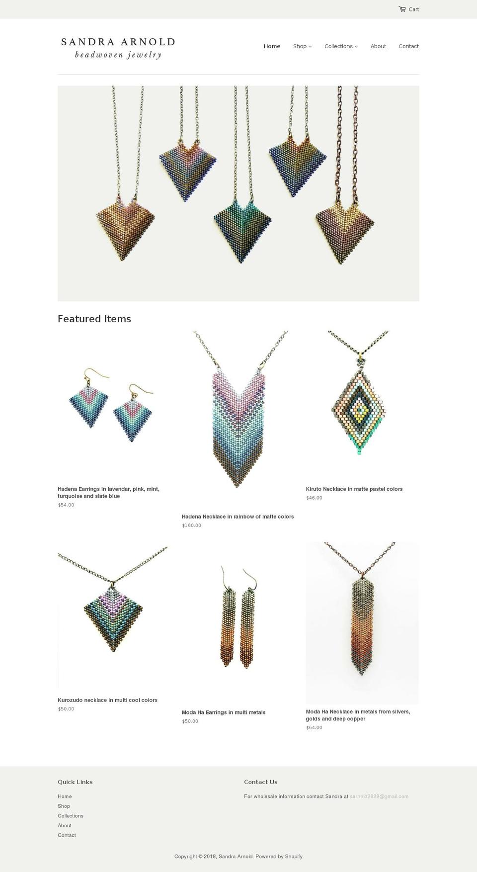 sandraarnoldjewelry.com shopify website screenshot
