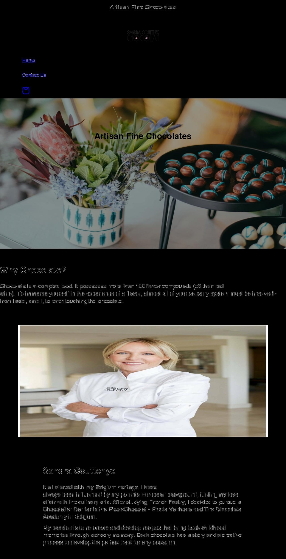 sandracouttenyechocolat.com shopify website screenshot