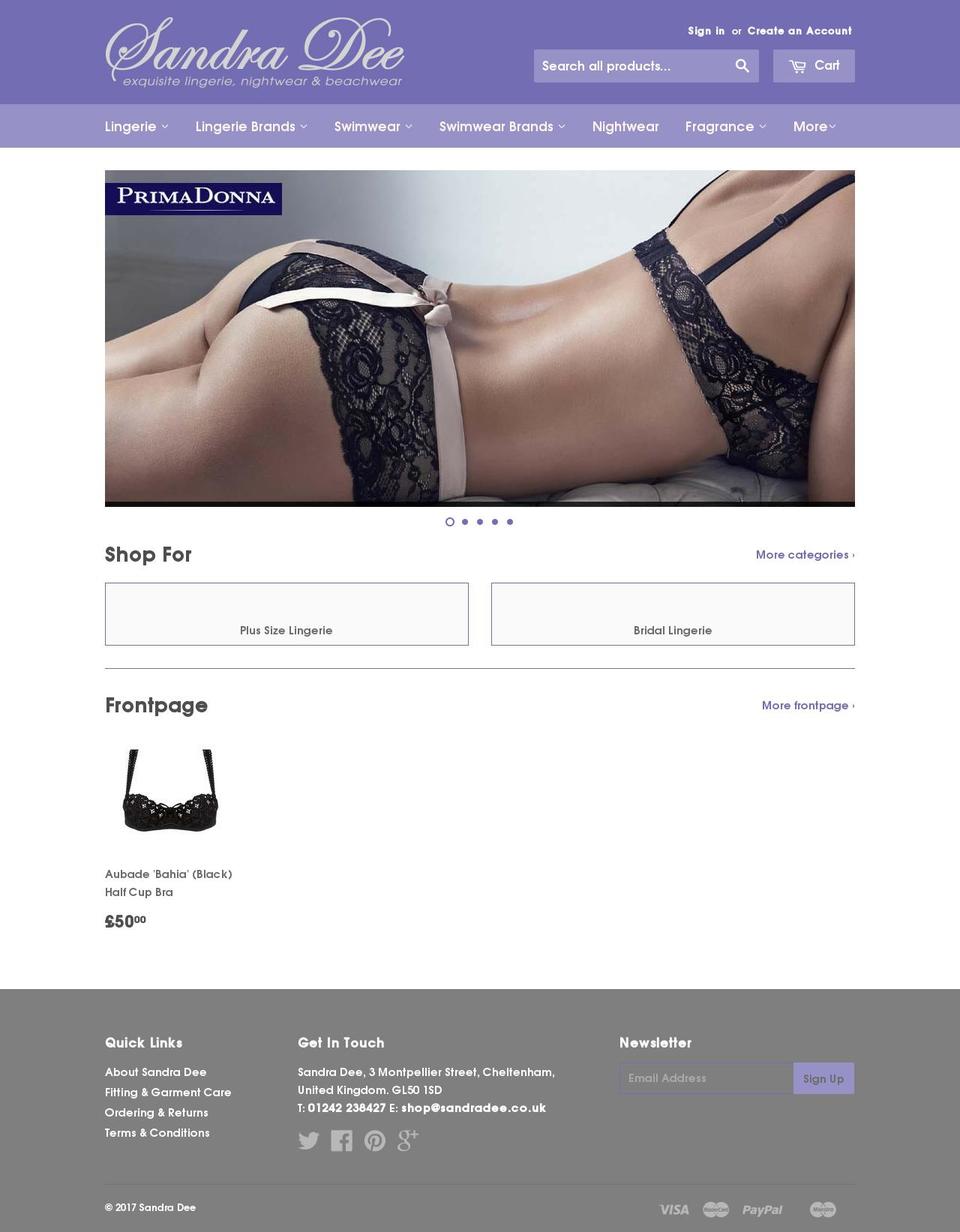 sandradee.co.uk shopify website screenshot