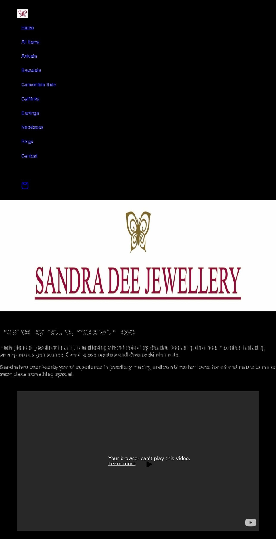 sandradeejewellery.co.uk shopify website screenshot