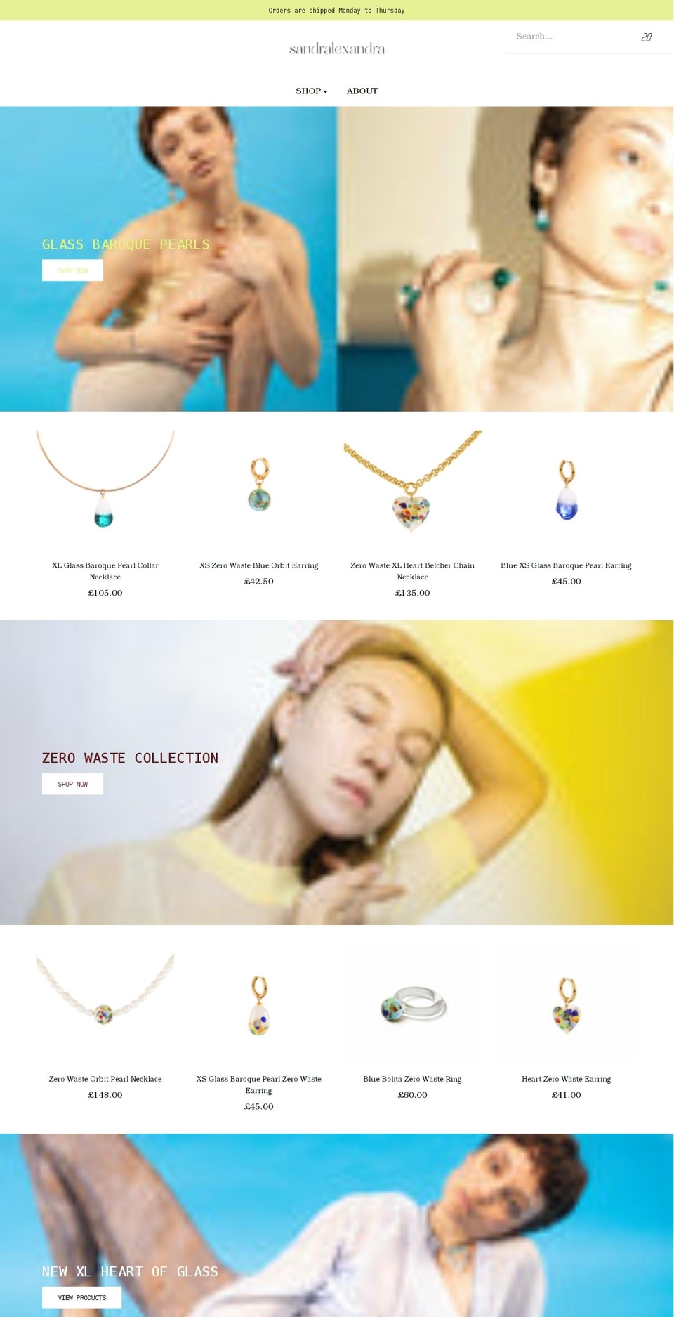 sandralexandra.com shopify website screenshot