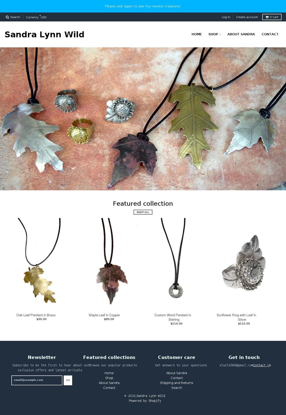 sandralynnwild.com — Shopify storefront screenshot