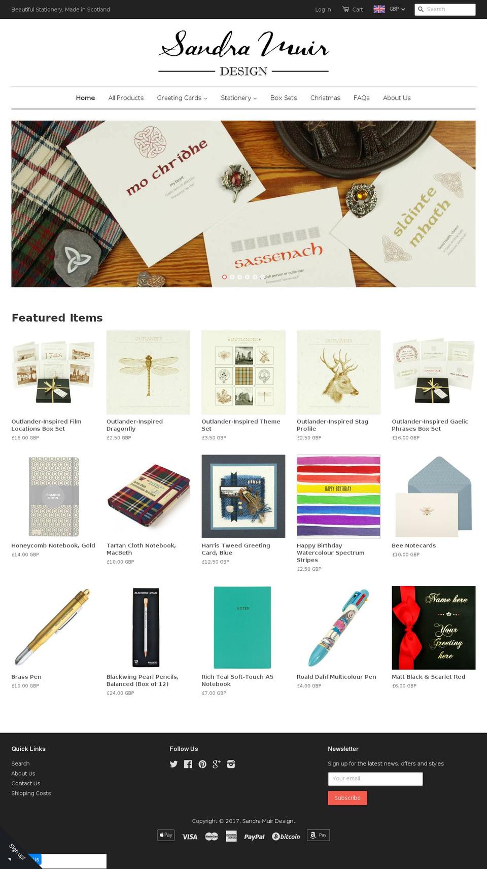 sandramuirdesign.com shopify website screenshot