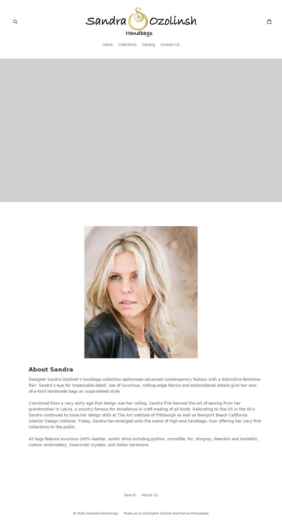 sandraozolinshdesign.com shopify website screenshot