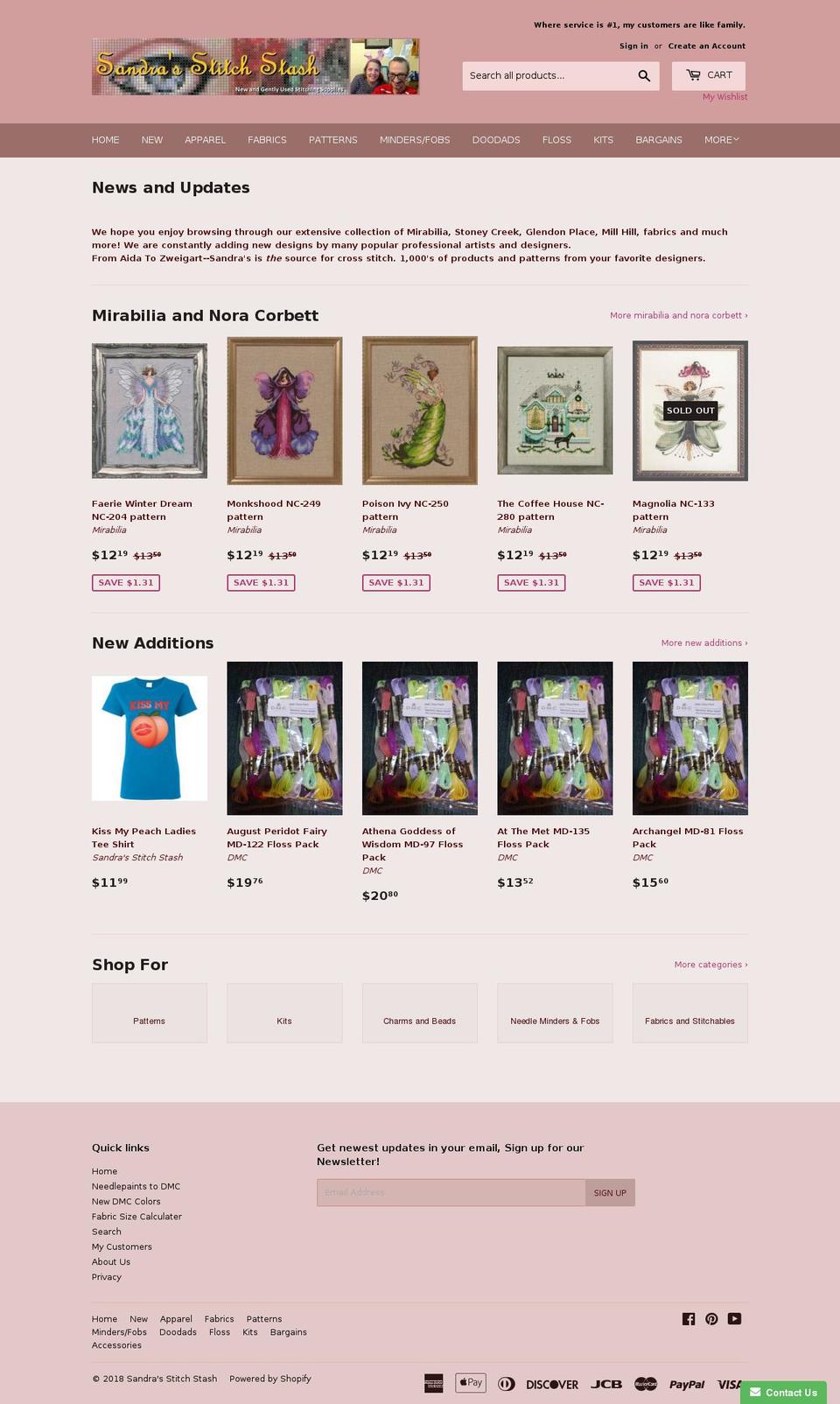 sandrasstitchstash.com shopify website screenshot