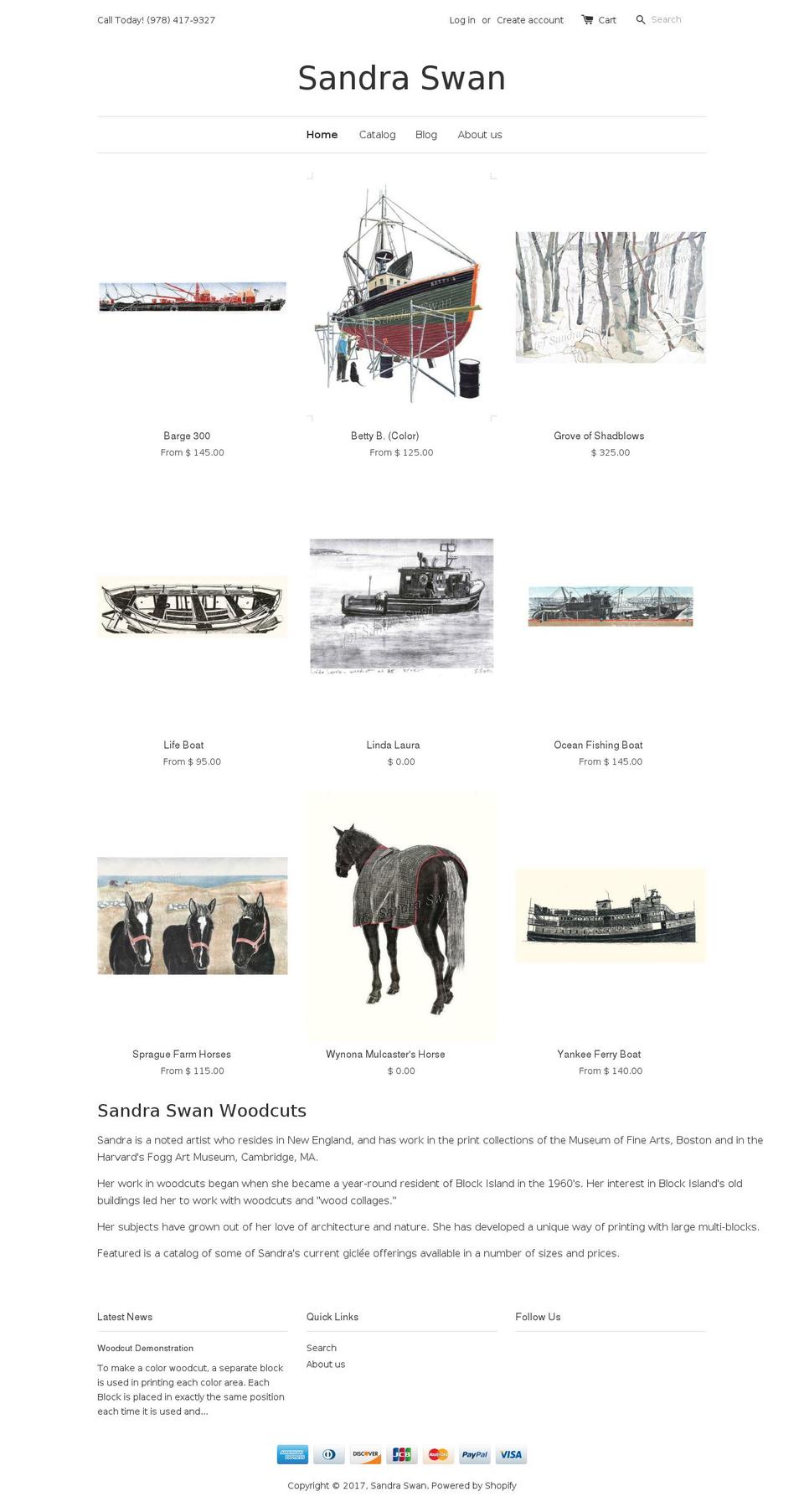 sandraswanprints.com shopify website screenshot