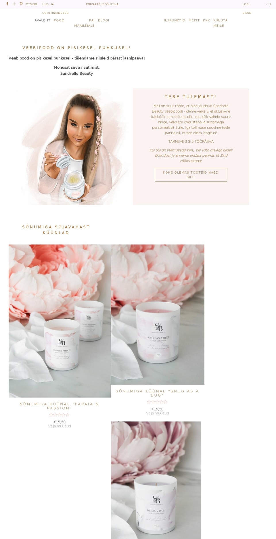 sandrellebeauty.net shopify website screenshot