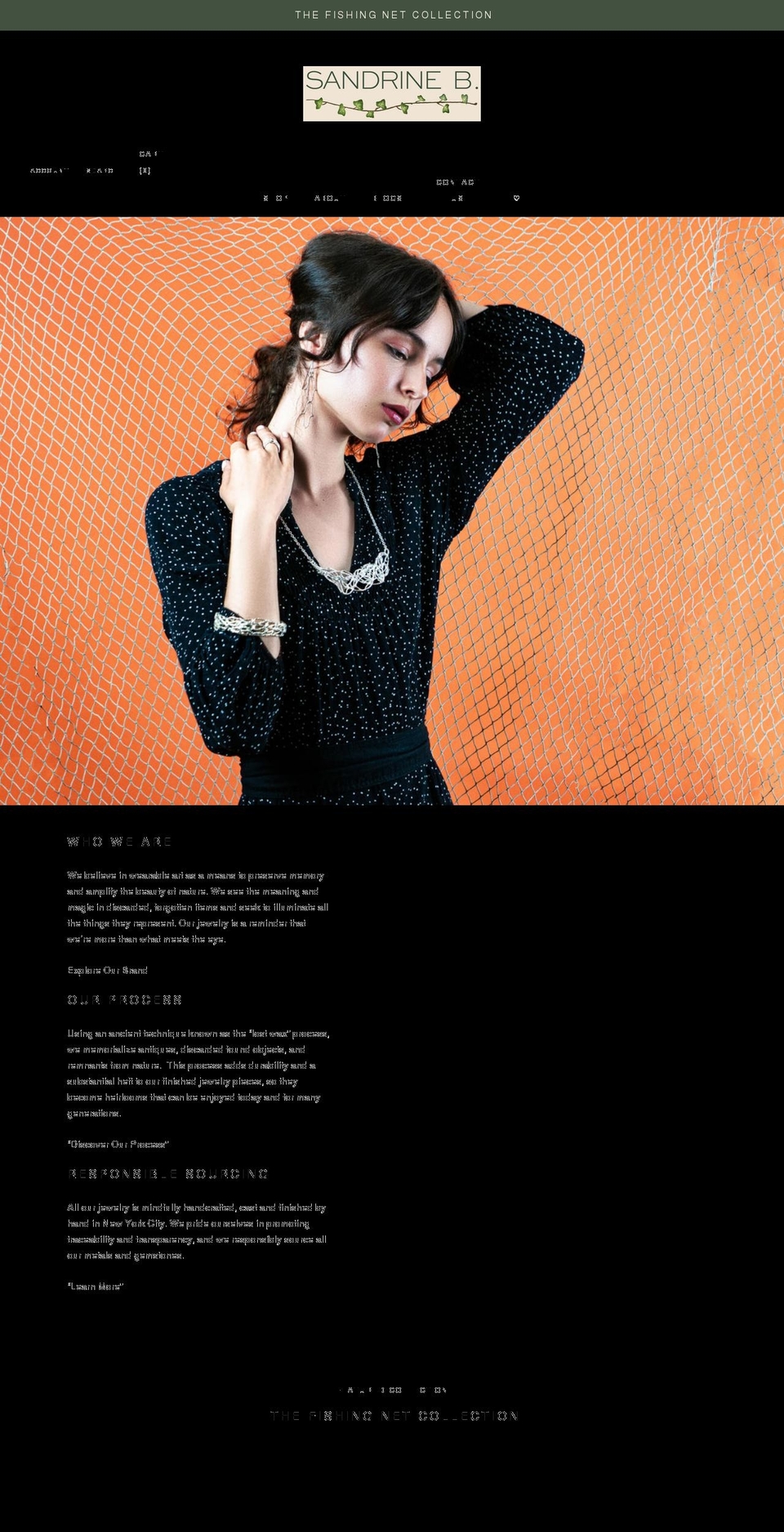 sandrinebjewelry.com shopify website screenshot