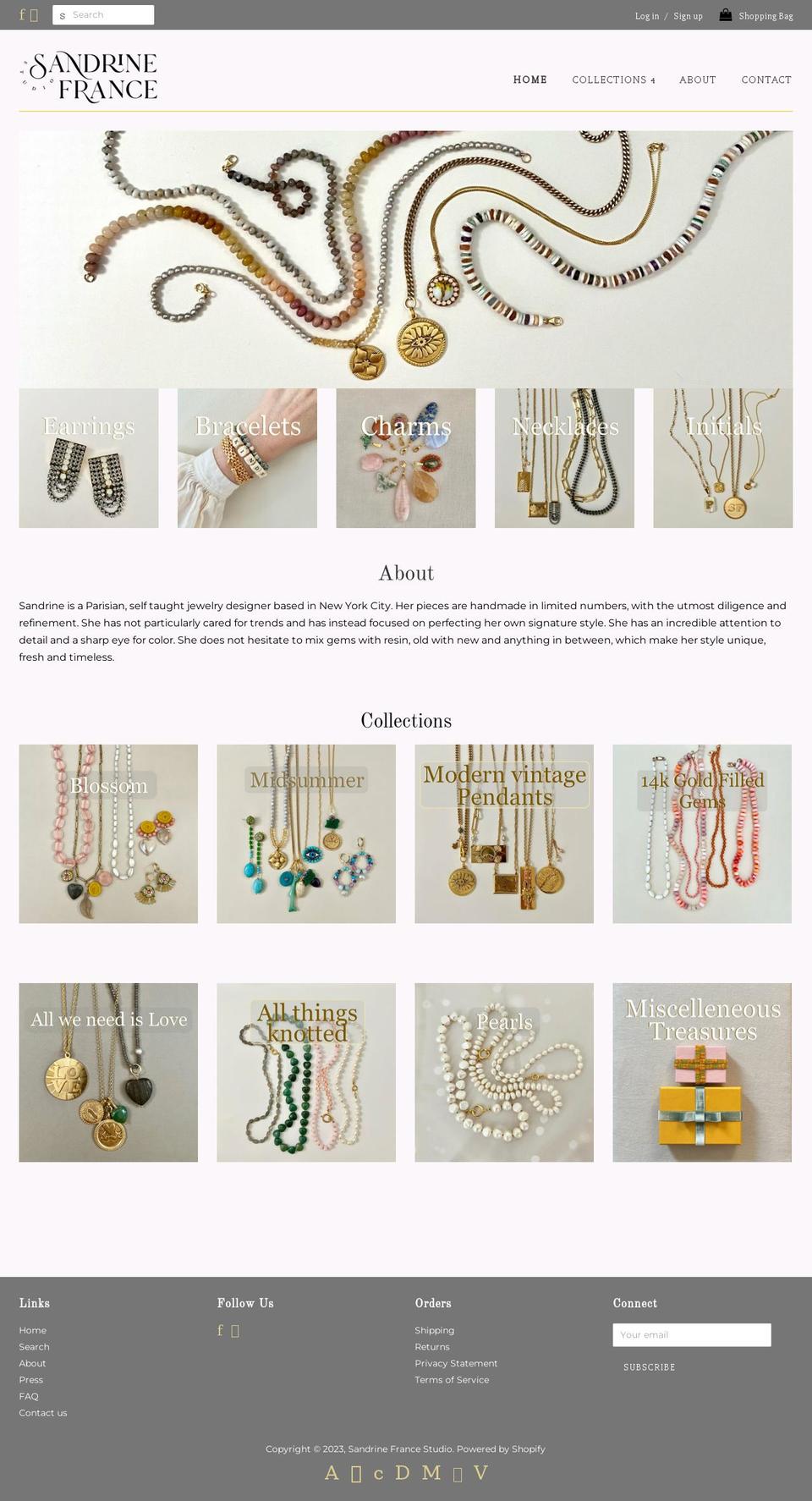 sandrinefrance.com — Shopify storefront screenshot