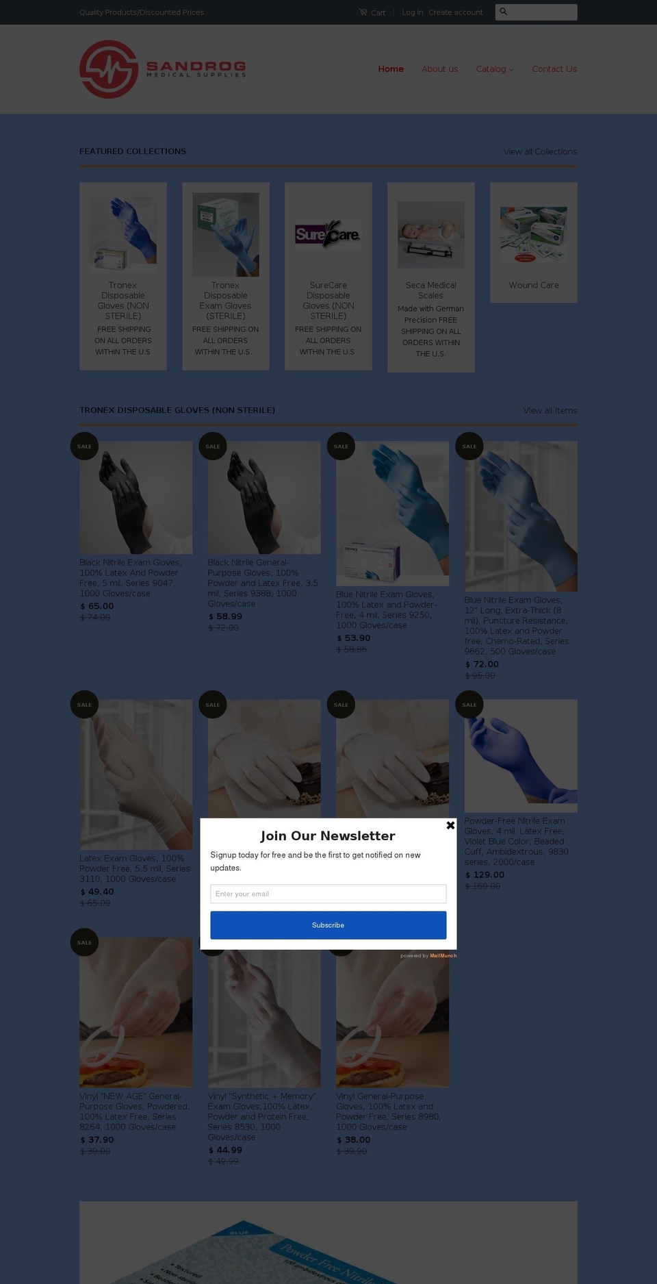 sandrogmedicalsupplies.com shopify website screenshot