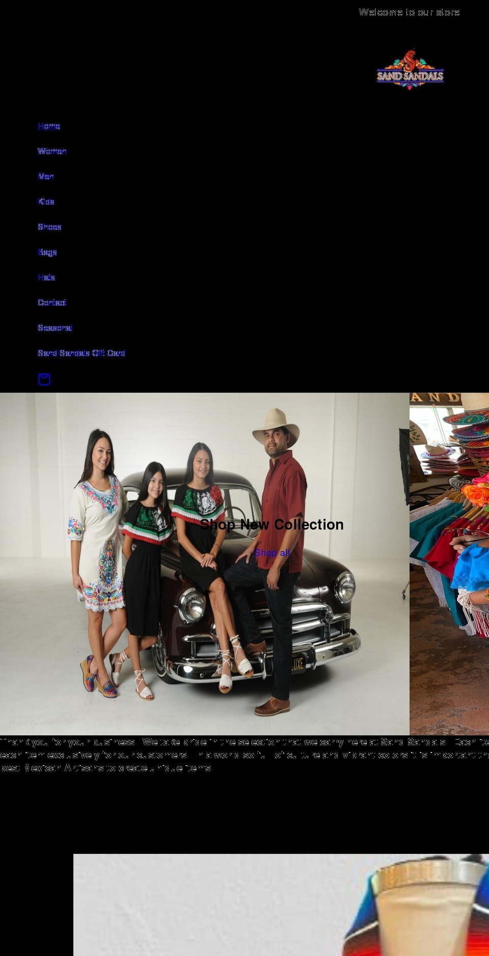 sandsandals.net shopify website screenshot