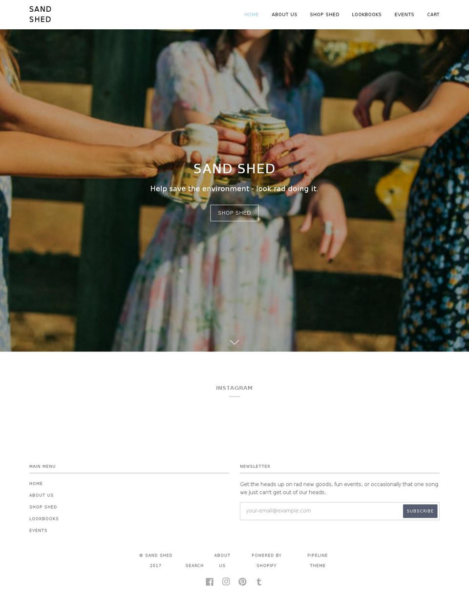 sandshed.com shopify website screenshot