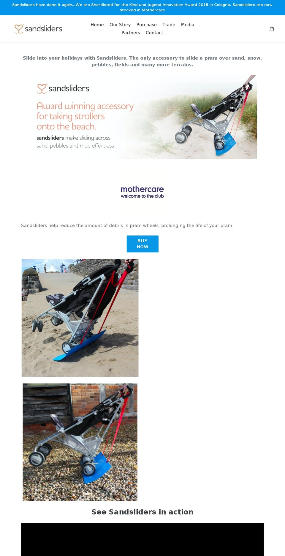 sandsliders.com shopify website screenshot