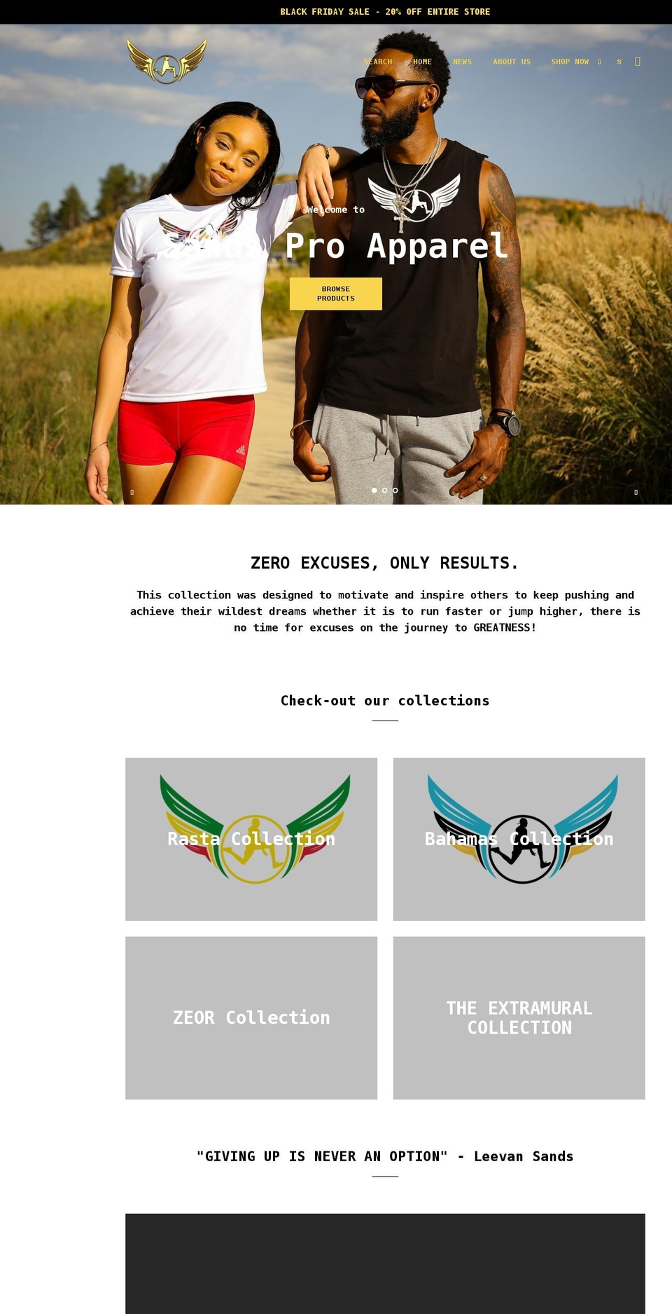 sandsproapparel.com — Shopify storefront screenshot