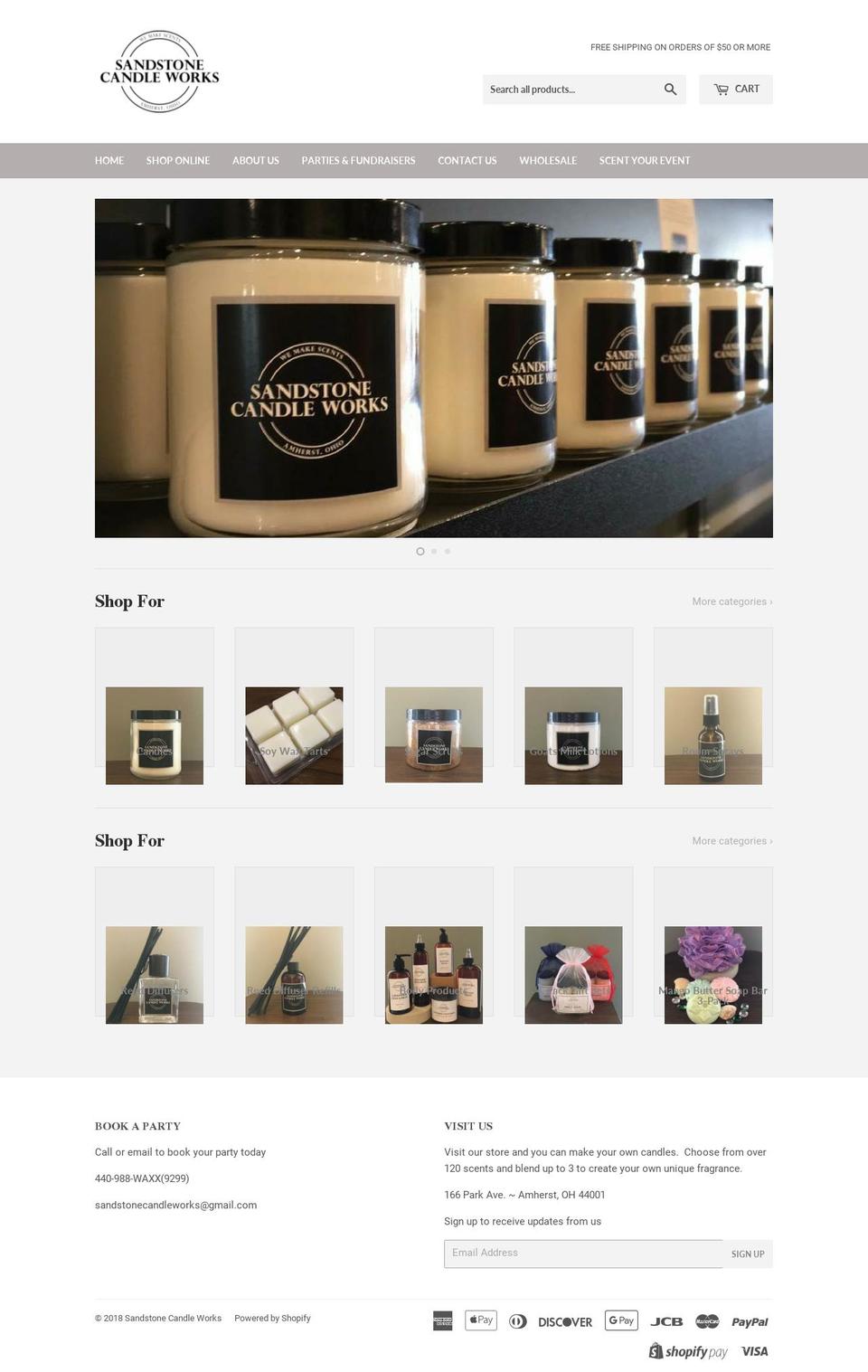 sandstonecandleworks.com shopify website screenshot