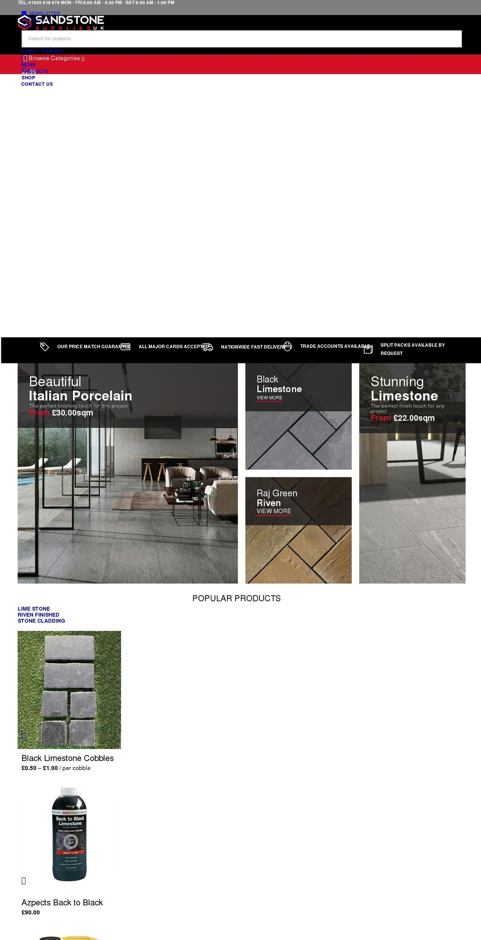 sandstonesupplies.co.uk shopify website screenshot