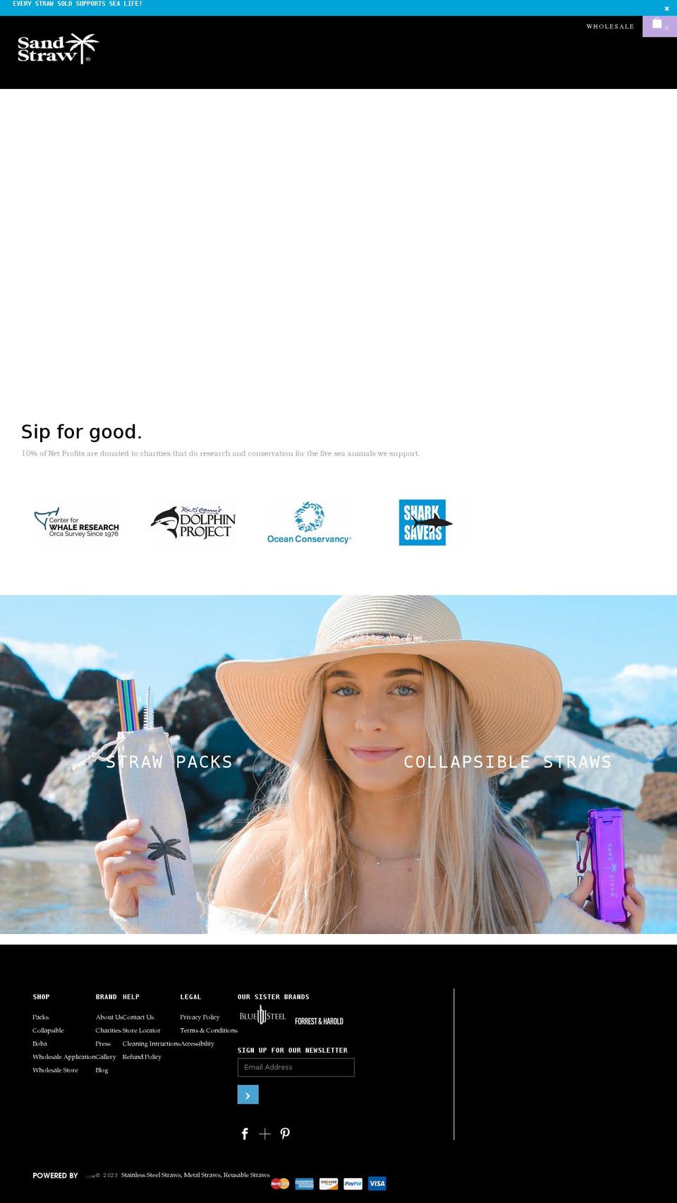 sandstraw.com shopify website screenshot