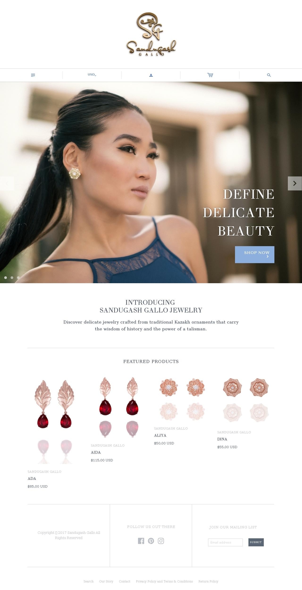 sandugashgallo.com shopify website screenshot
