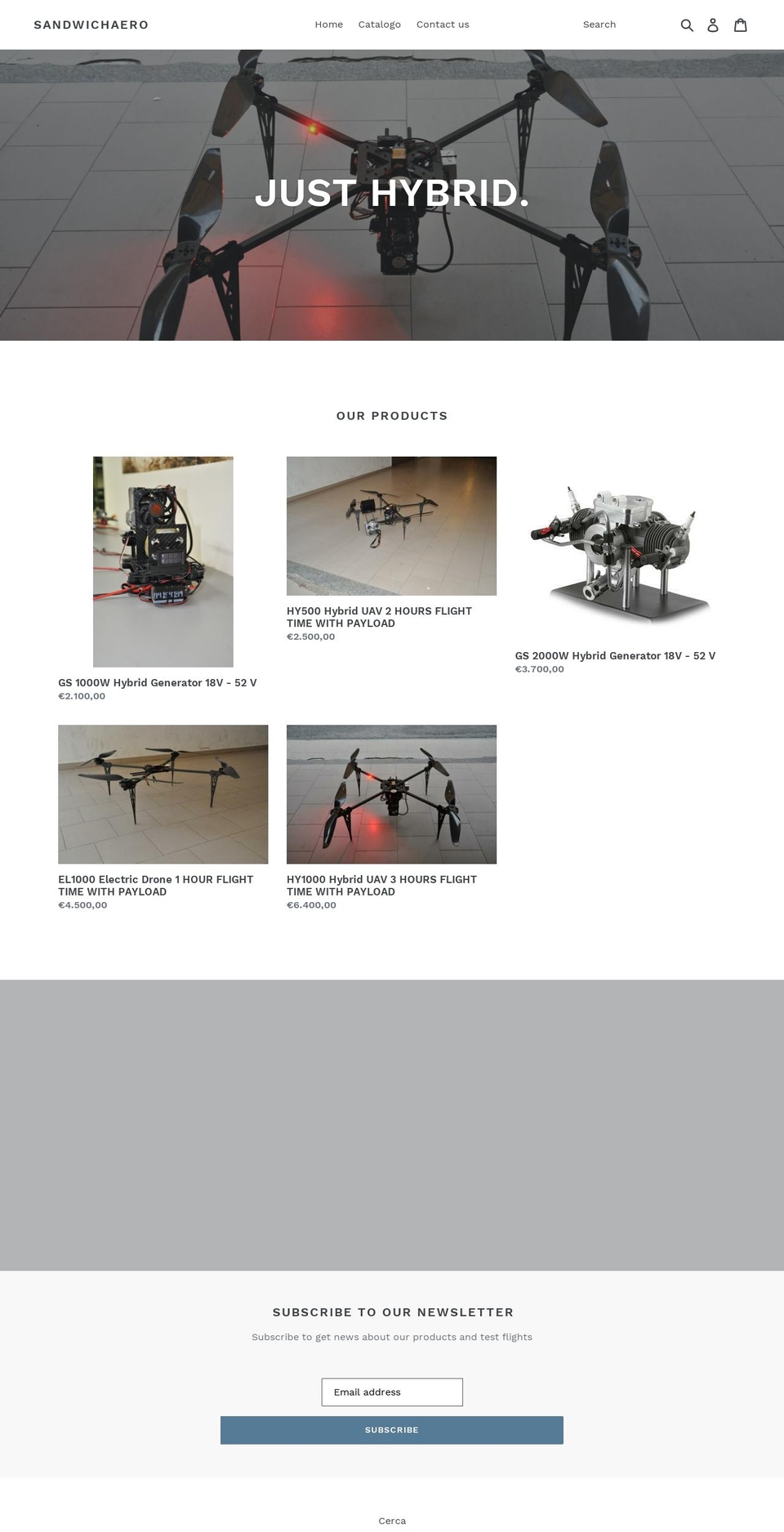 sandwichdrones.it shopify website screenshot