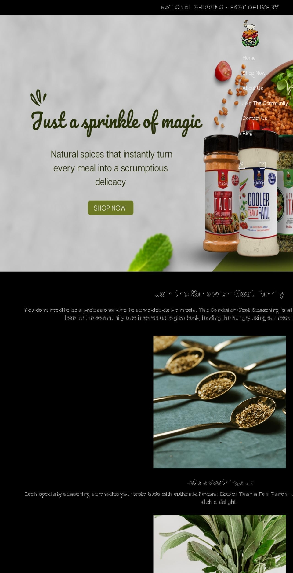 sandwichgoat.com shopify website screenshot