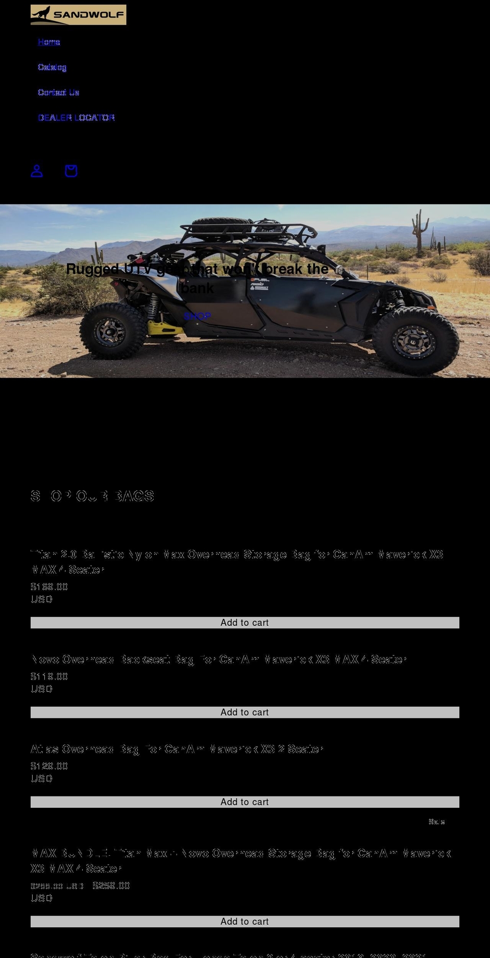 sandwolfgear.com shopify website screenshot