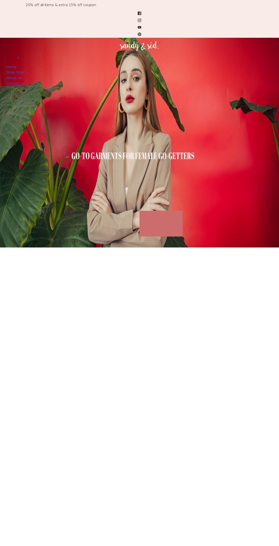 sandyandsid.com shopify website screenshot