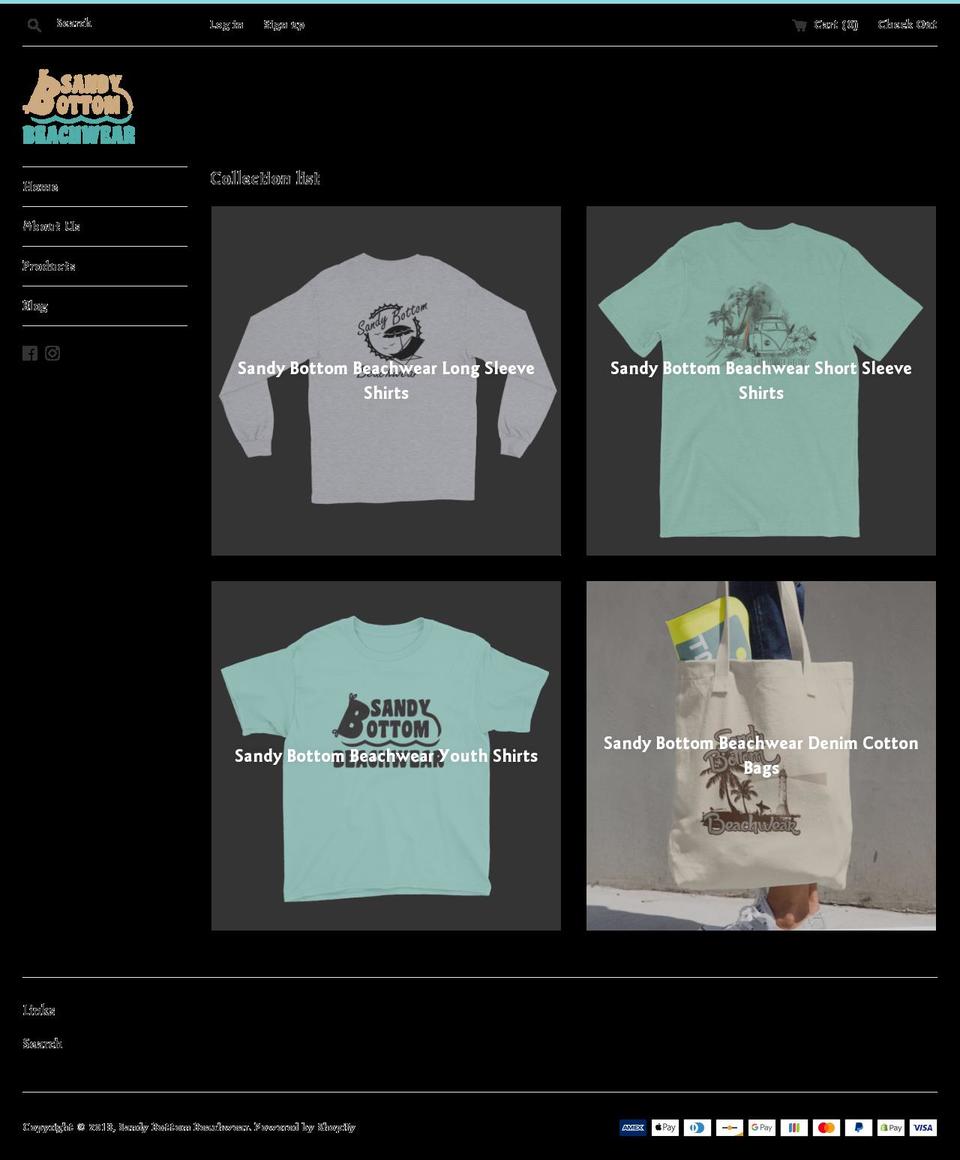 sandybottombeachwear.com shopify website screenshot