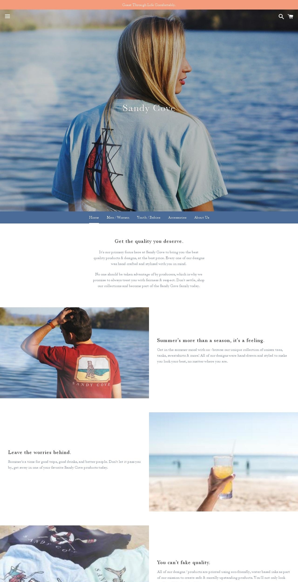 sandycoveapparel.com shopify website screenshot