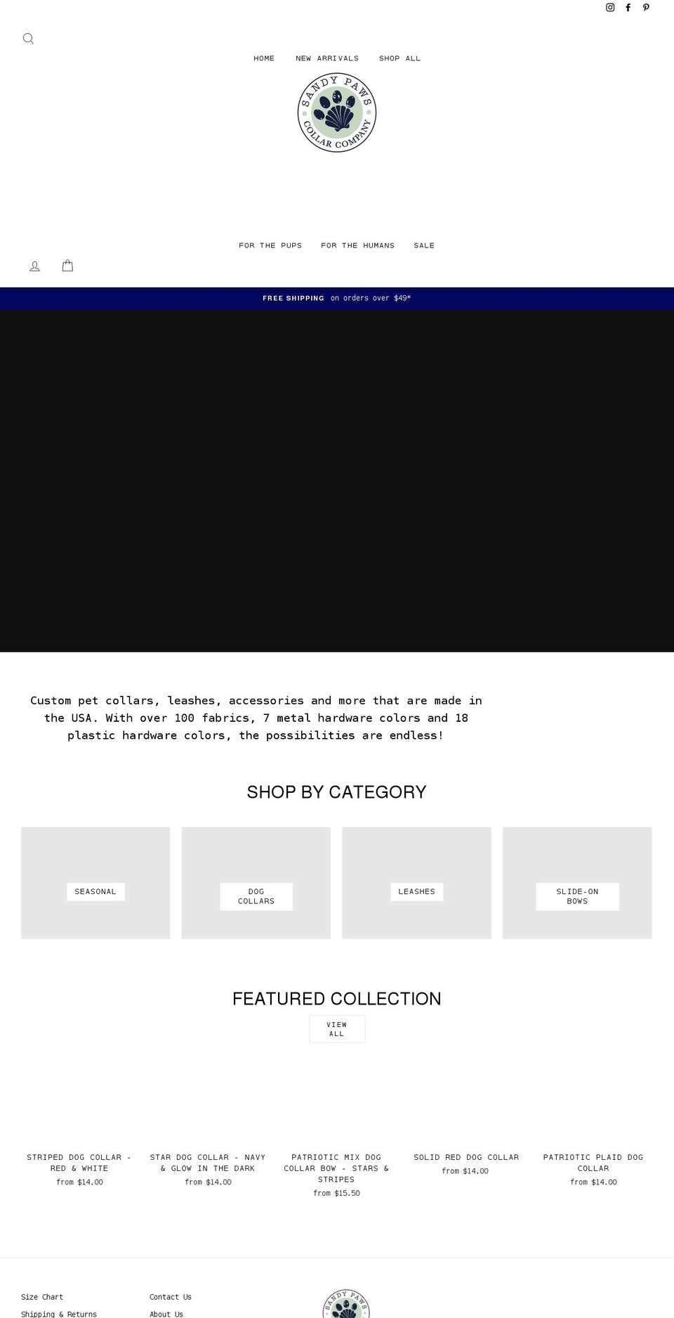 sandypawscollarco.com shopify website screenshot