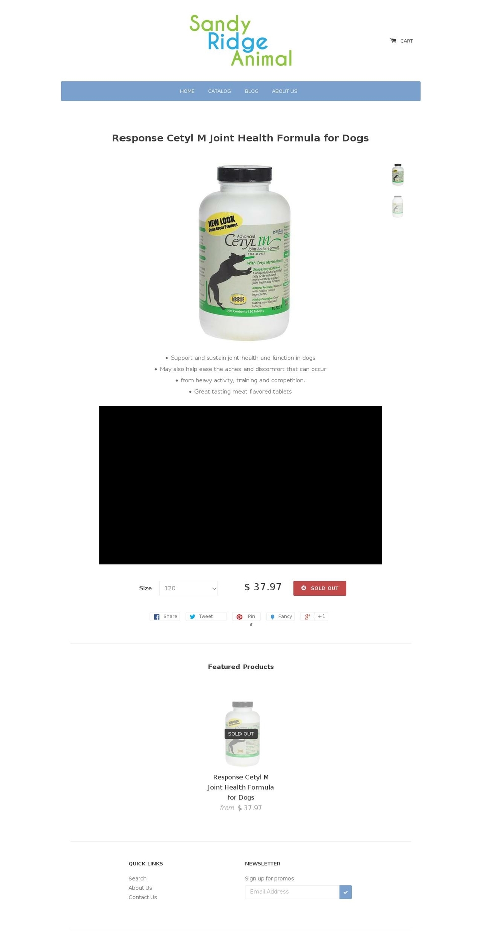 sandyridgeanimal.com shopify website screenshot