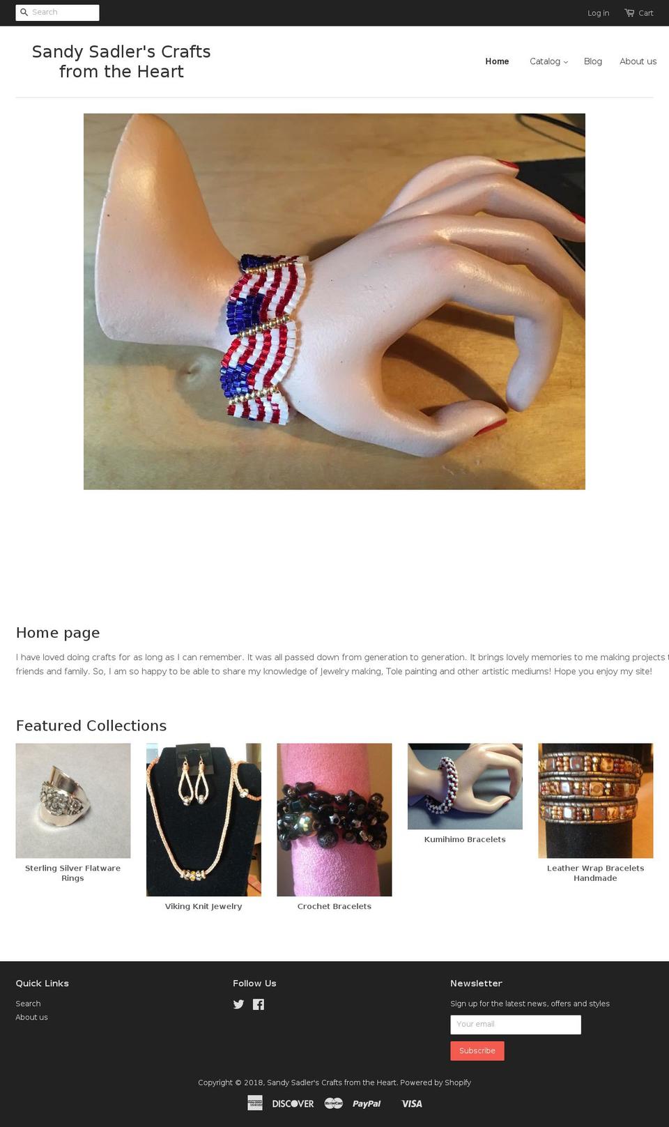 sandysadlerscraftsfromtheheart.com shopify website screenshot