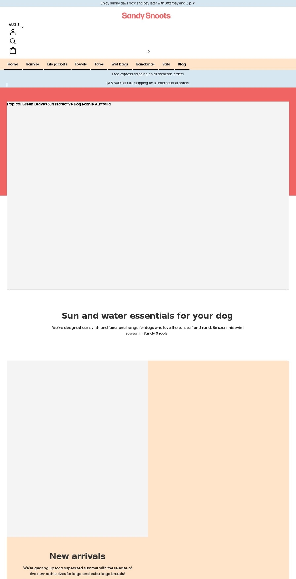 sandysnoots.com.au shopify website screenshot
