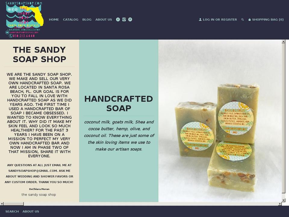 sandysoapshop.com shopify website screenshot