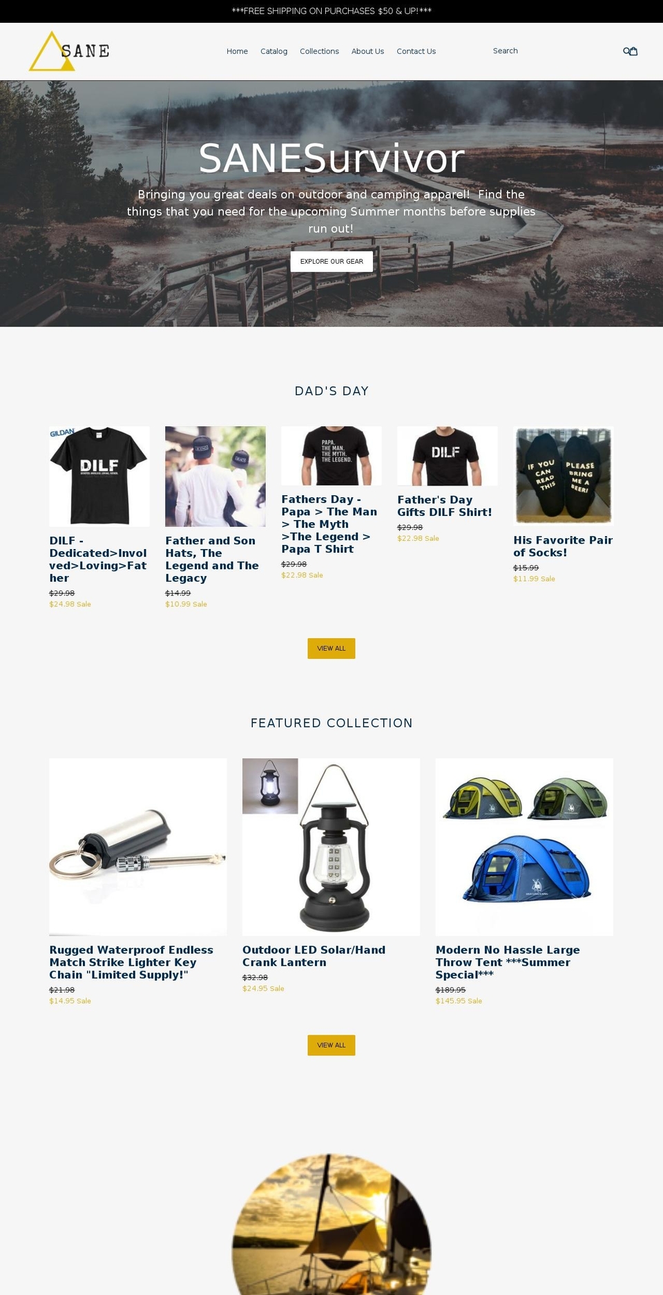 sanesurvivor.com — Shopify storefront screenshot