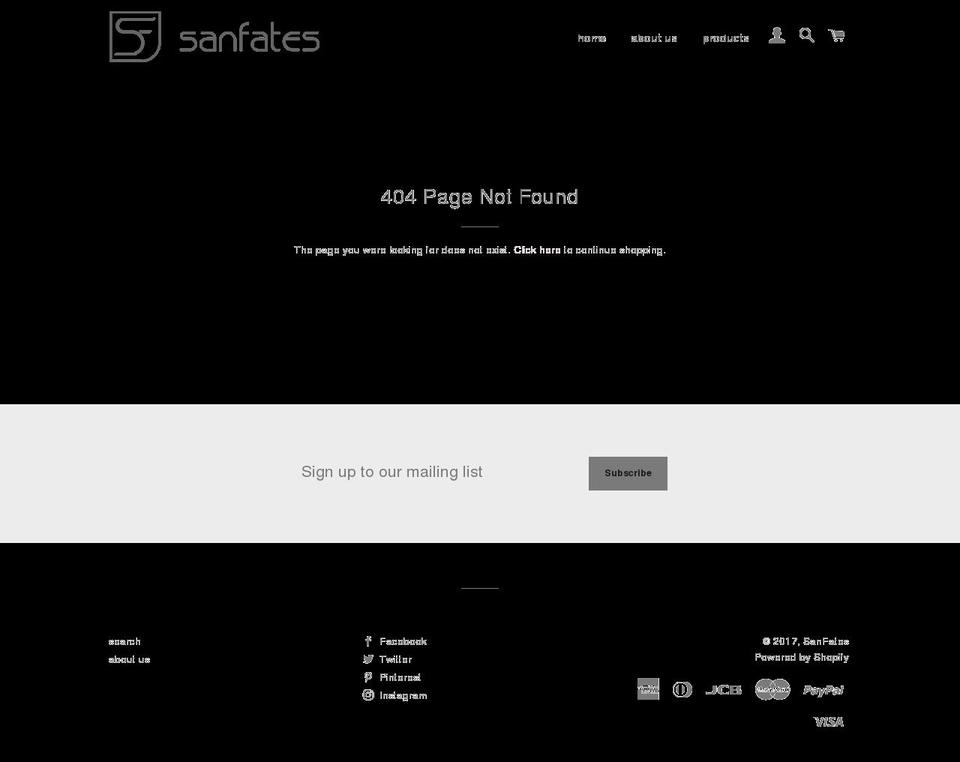 sanfates.com shopify website screenshot
