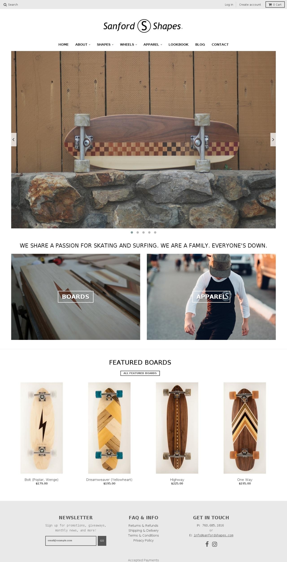 sanfordshapes.com shopify website screenshot
