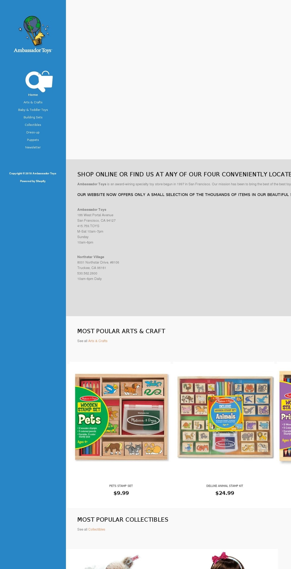 sanfranciscotoystore.com — Shopify storefront screenshot