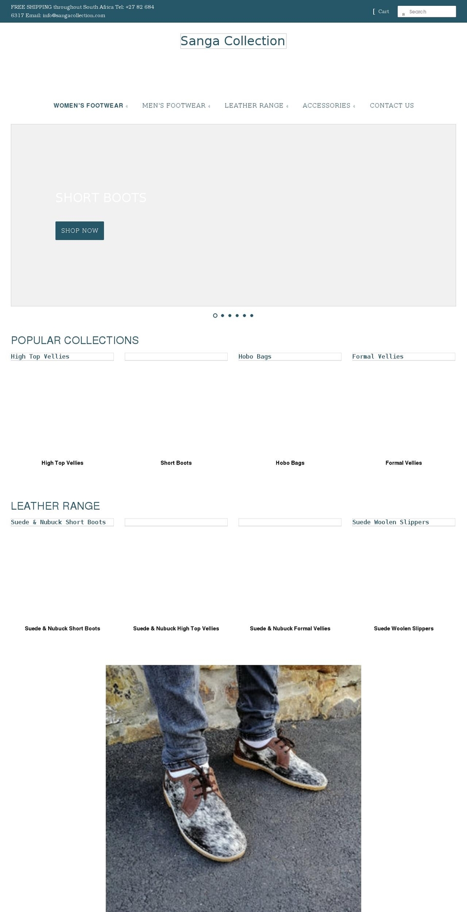 sangacollection.com shopify website screenshot