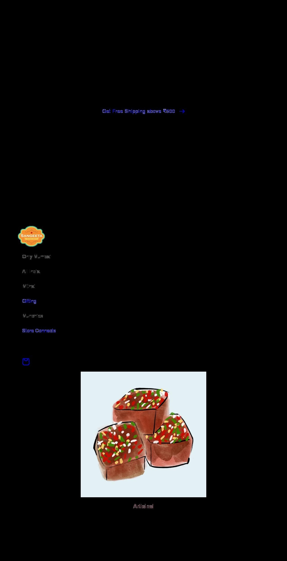 sangeetasweets.com shopify website screenshot