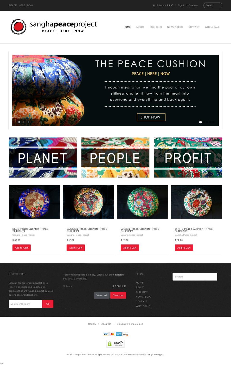 sanghapeaceproject.com shopify website screenshot