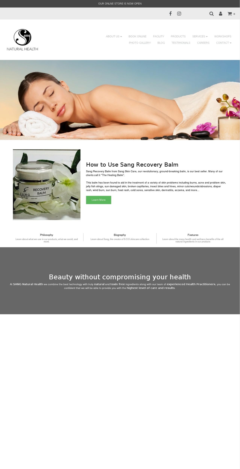 sangnaturalhealth.com — Shopify storefront screenshot