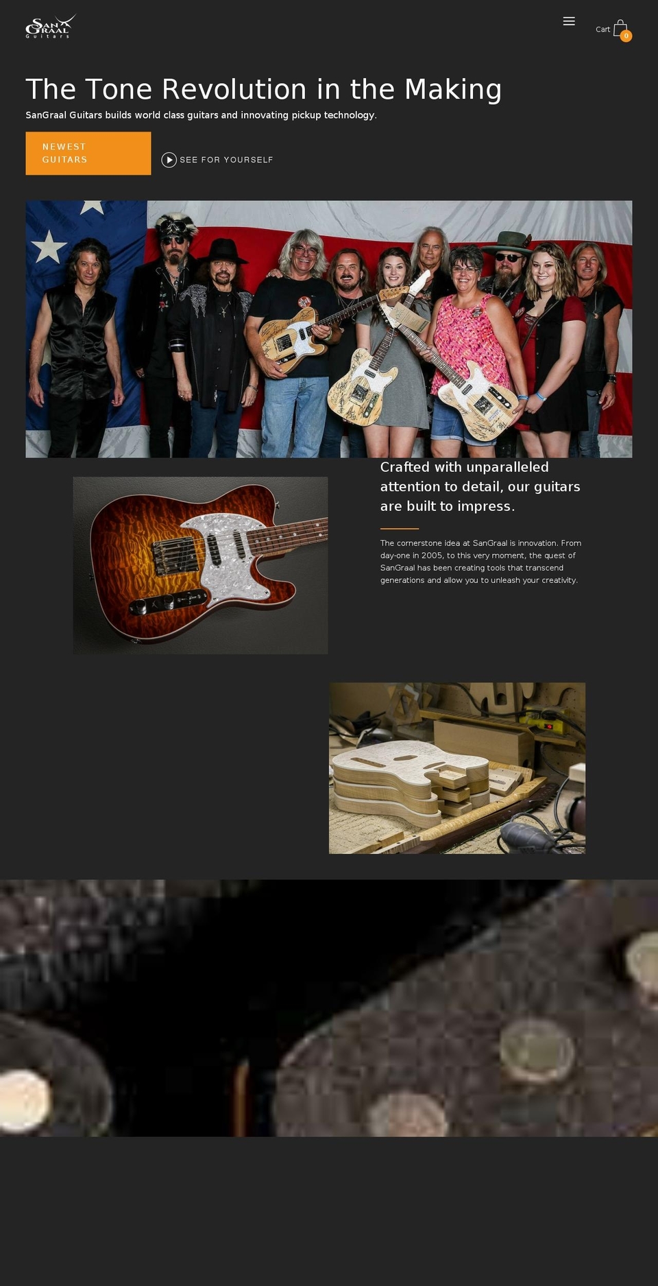 sangraalguitars.com shopify website screenshot
