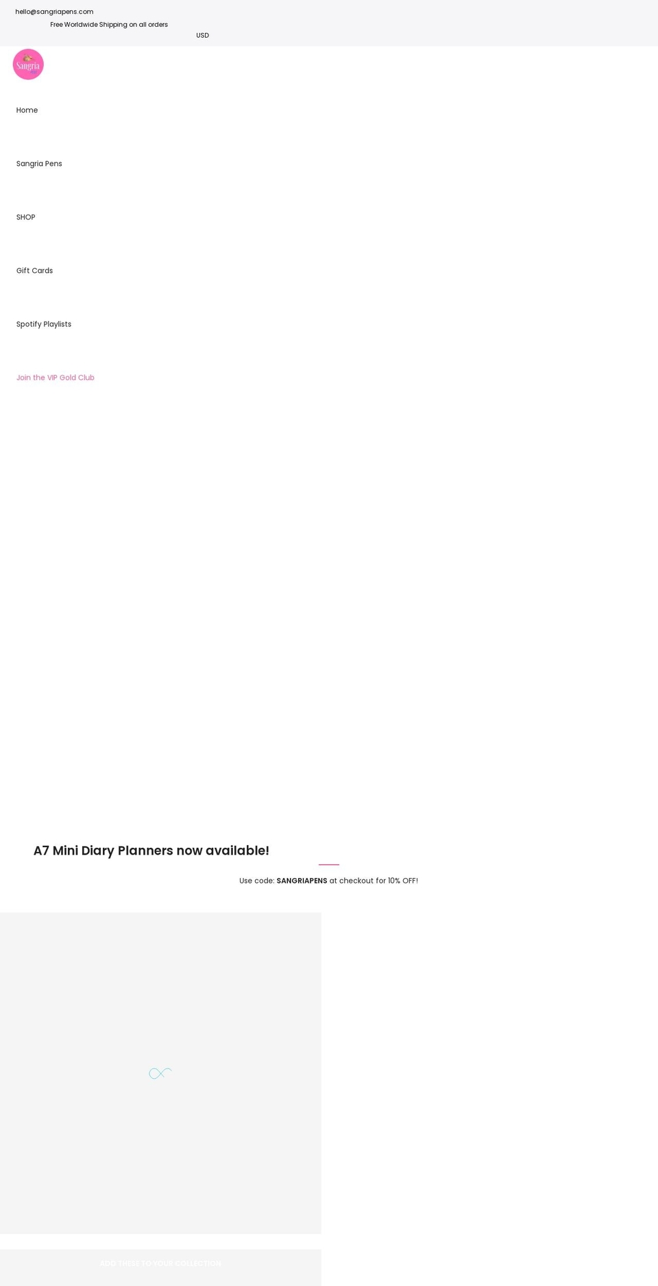 sangriapens.com shopify website screenshot