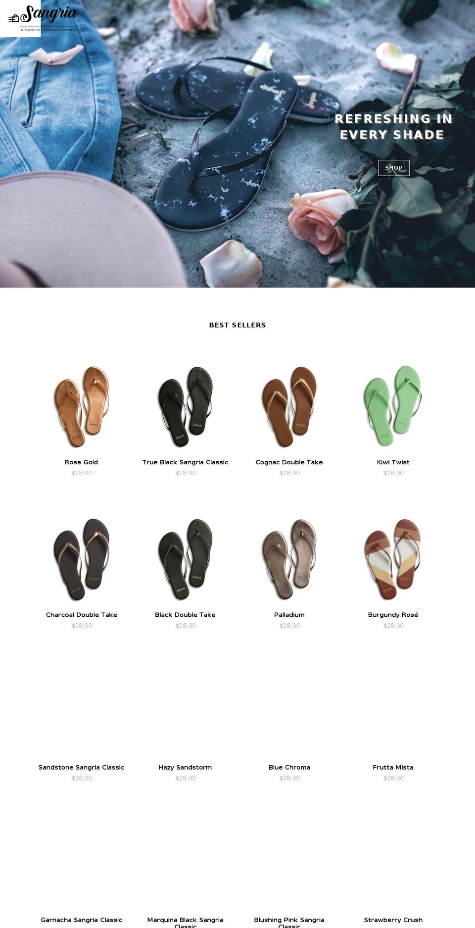 sangriasandals.com — Shopify storefront screenshot