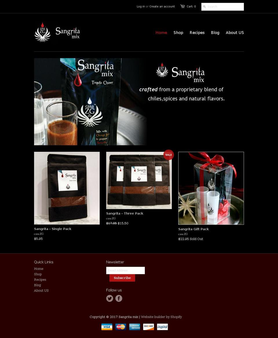sangritamix.com shopify website screenshot