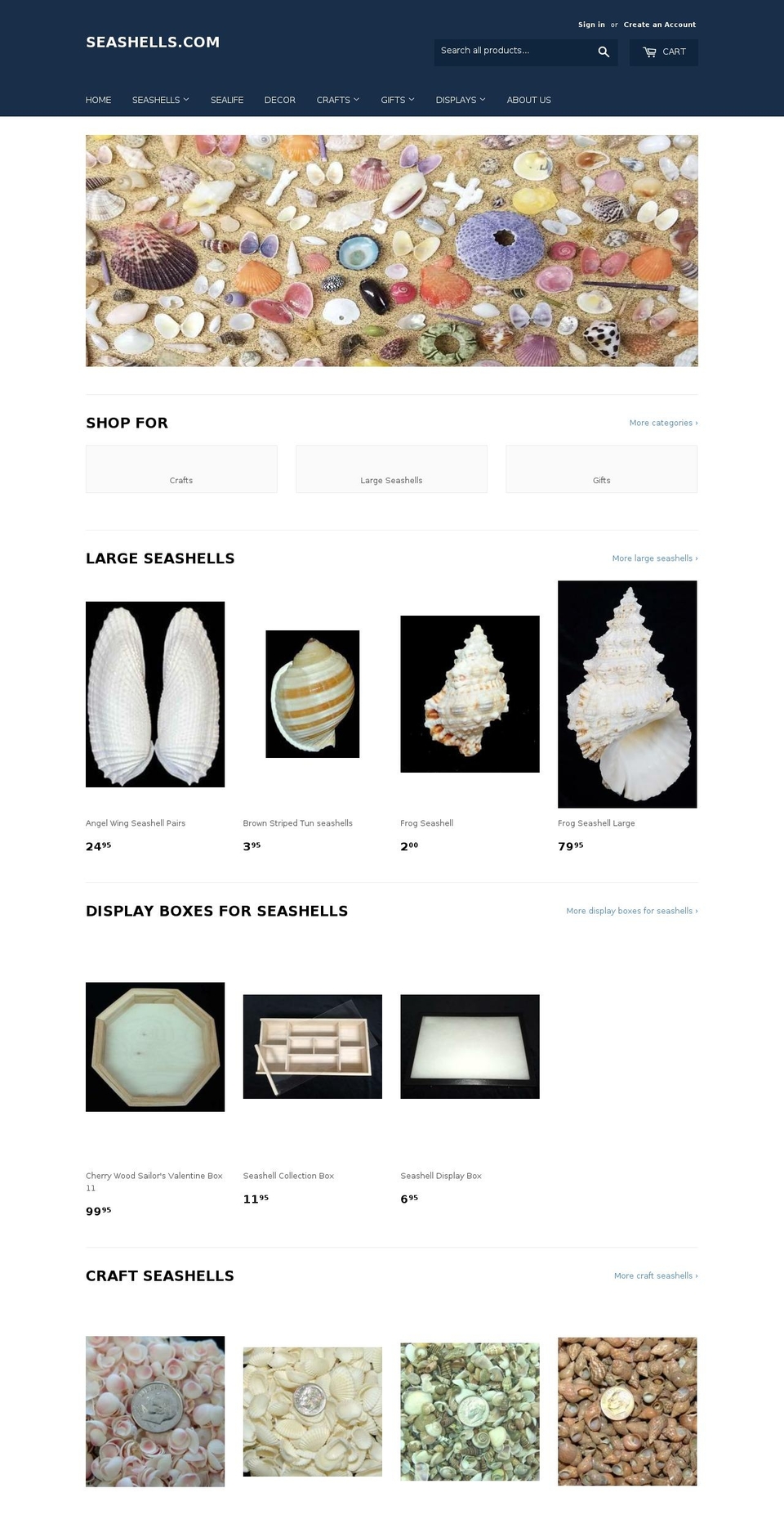 sanibelseashells.com — Shopify storefront screenshot