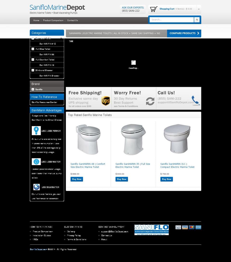 saniflomarinedepot.com shopify website screenshot