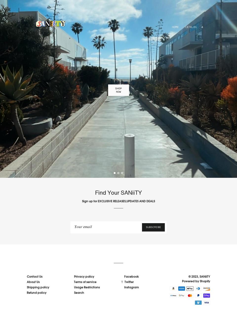 saniity.com shopify website screenshot