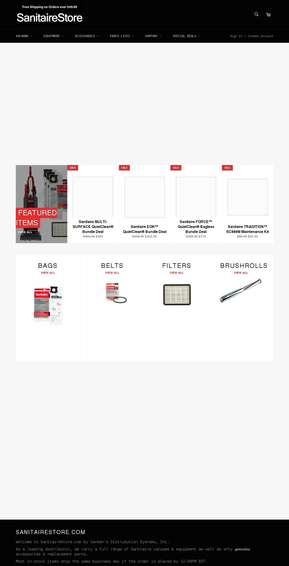 sanitairestore.com shopify website screenshot