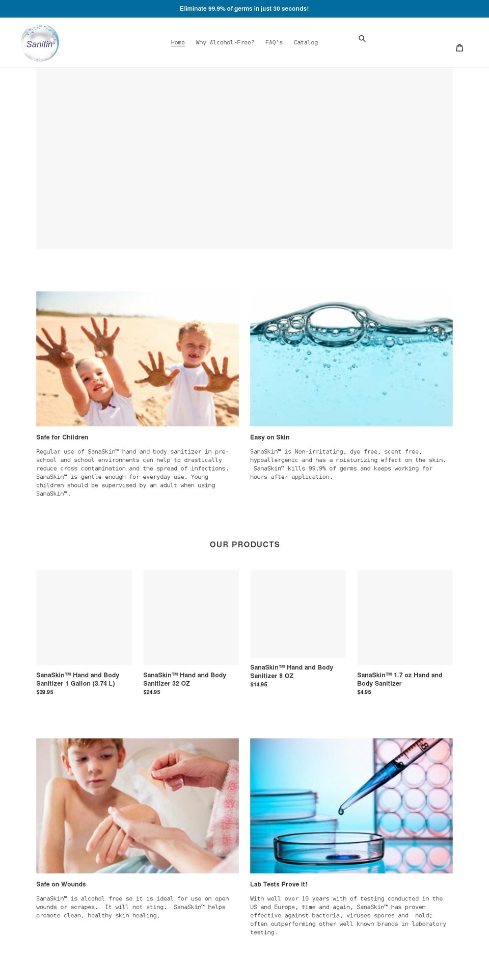 sanitin.com shopify website screenshot